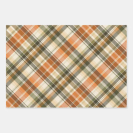 Hoja De Papel De Regalo Naranja suave, verde y crema