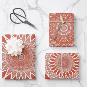 Hoja De Papel De Regalo Naranja Terracotta Tristyns Mandala