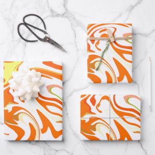 Hoja De Papel De Regalo Naranja vibrante Resumen de líquidos