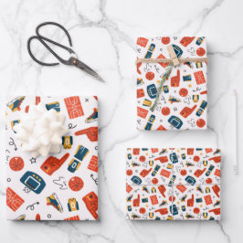 Hoja De Papel De Regalo Naranja y baloncesto azul