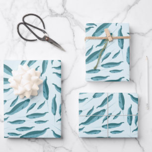 Hoja De Papel De Regalo Narwhal en el patrón del océano azul