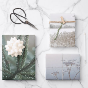 Hoja De Papel De Regalo Naturaleza de invierno, conjunto de 3 fotos de art