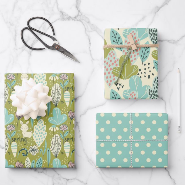 Hoja De Papel De Regalo Naturaleza del conejo de primavera (Anverso)