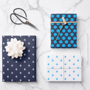 Hoja De Papel De Regalo Náutica y azul brillante
