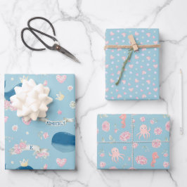 Hoja De Papel De Regalo Nautical de ballena personalizada