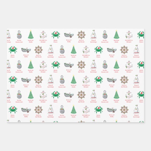 Hoja De Papel De Regalo Nautical Pun Christmas Wrapping Paper (Anverso)