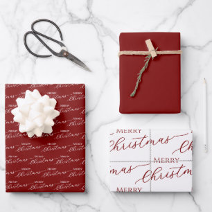 Hoja De Papel De Regalo Navidad Alegre Moderna Roja