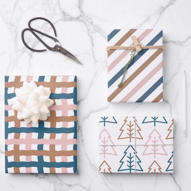 Hoja De Papel De Regalo Navidad Boho Vacaciones  (Anverso)