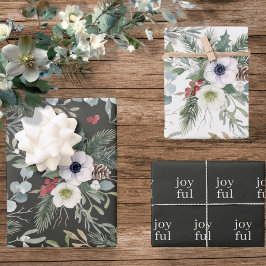 Hoja De Papel De Regalo Navidad Botánica Alegre Personalizada