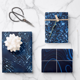 Hoja De Papel De Regalo Navidad Brillante Azul Marino Fiesta