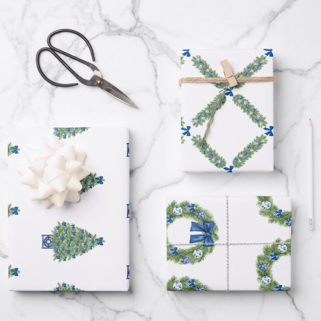 Hoja De Papel De Regalo Navidad Chinoiserie (Anverso)