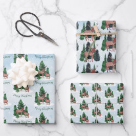 Hoja De Papel De Regalo Navidad Ciervo Acuarela