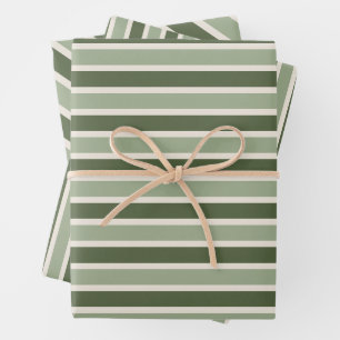 Hoja De Papel De Regalo Navidad Clásica Rayas Verdes