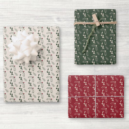 Hoja De Papel De Regalo Navidad con follaje y bayas de acebo rústico