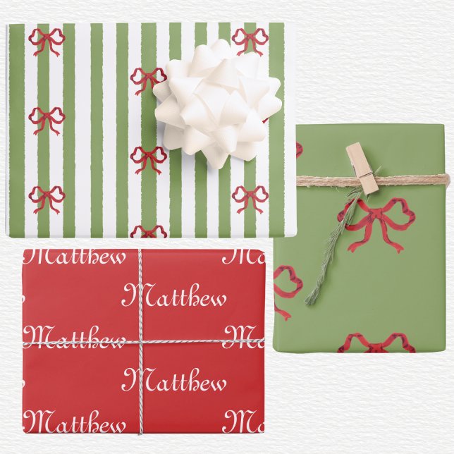 Hoja De Papel De Regalo Navidad con Lazo y Rayas  (Subido por el creador)