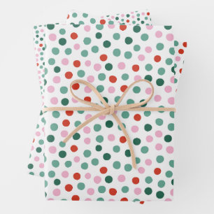Hoja De Papel De Regalo Navidad con Patrón de Puntos Festivos Modernos