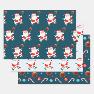 Hoja De Papel De Regalo Navidad Creativa de Baloncesto