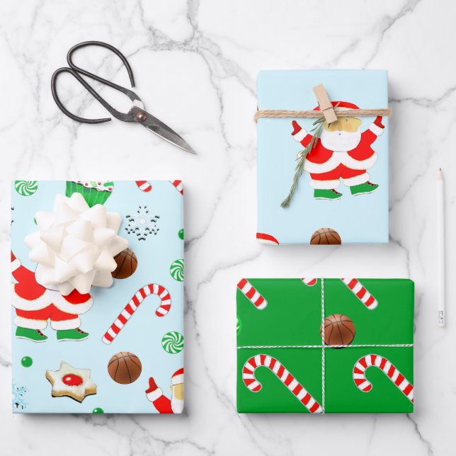 Hoja De Papel De Regalo Navidad de baloncesto (Anverso)