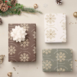 Hoja De Papel De Regalo Navidad de copo de nieve dorado personalizado