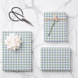 Hoja De Papel De Regalo Navidad de Cuadros Azules y Verdes