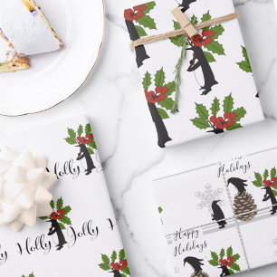 Hoja De Papel De Regalo Navidad de Pingüinos Divertidos Personalizados