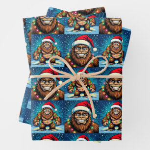 Hoja De Papel De Regalo Navidad divertida de Bigfoots con arte pop