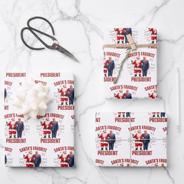 Hoja De Papel De Regalo Navidad divertida de Trump (Anverso)