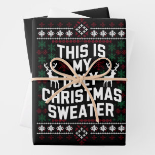 Hoja De Papel De Regalo Navidad Divertida Este Es Mi Suéter Feo De Navidad
