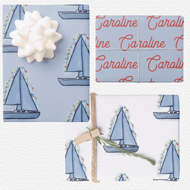 Hoja De Papel De Regalo Navidad en barco de vela  (Subido por el creador)