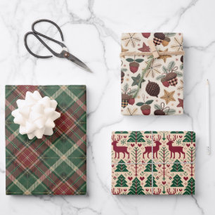 Hoja De Papel De Regalo Navidad en el bosque  