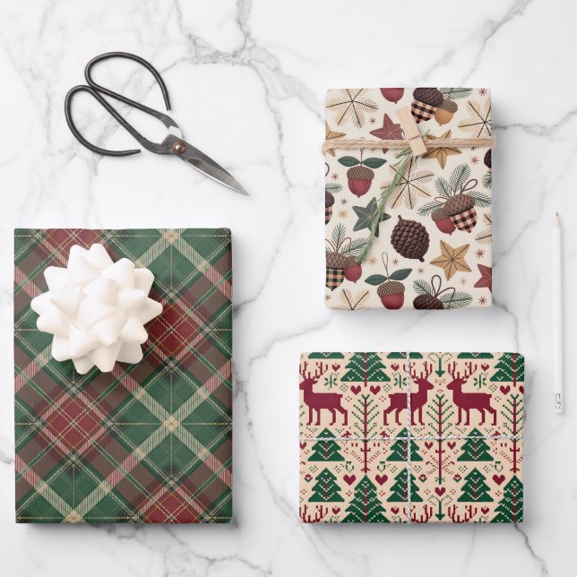 Hoja De Papel De Regalo Navidad en el bosque   (Anverso)