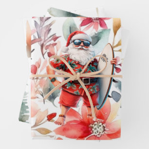 Hoja De Papel De Regalo Navidad en julio con SANTA CLAUS  
