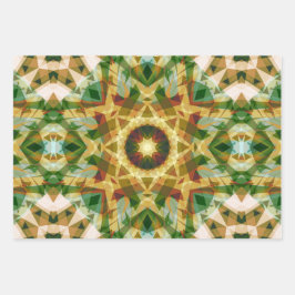 Hoja De Papel De Regalo Navidad estrella invierno otoño verde marrón amari