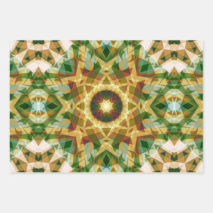 Hoja De Papel De Regalo Navidad estrella invierno otoño verde marrón amari