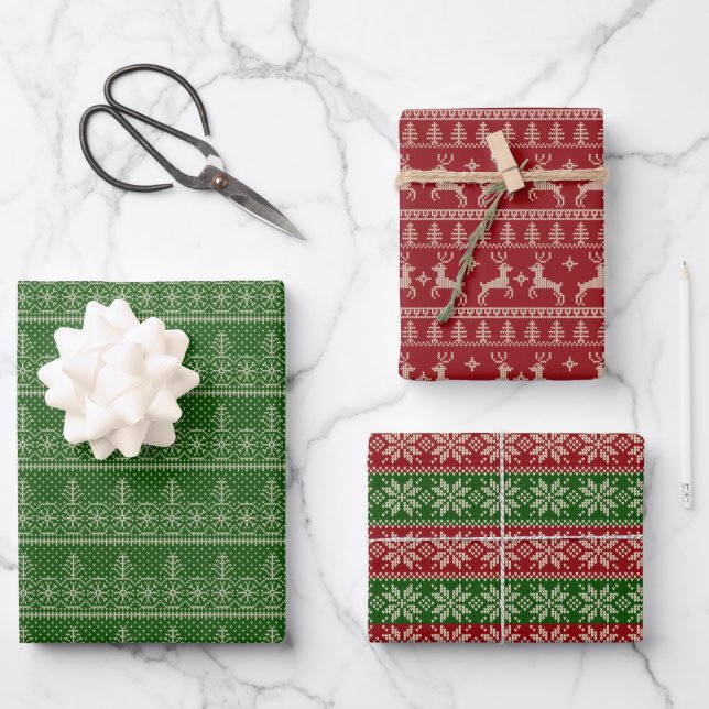 Hoja De Papel De Regalo Navidad Fair Isle (Anverso)