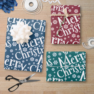 Hoja De Papel De Regalo NAVIDAD FERIA Moderna NAVIDAD Snowflake Azul verde