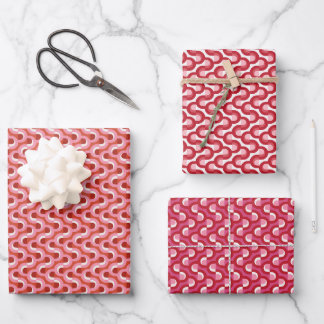 Hoja De Papel De Regalo Navidad moderna con franja geométrica ondulada en