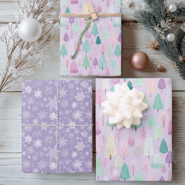Hoja De Papel De Regalo Navidad Morado Pastel (Pastel Christmas Gift Wrap)