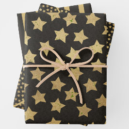 Hoja De Papel De Regalo Navidad Negro y Oro 3