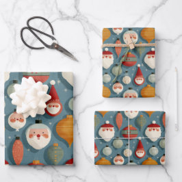 Hoja De Papel De Regalo Navidad Retro de Mitad de Siglo