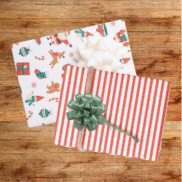 Hoja De Papel De Regalo Navidad Roja Verde Festiva