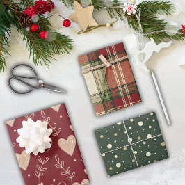 Hoja De Papel De Regalo Navidad Roja Verde Rústica