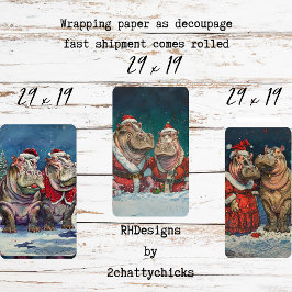 Hoja De Papel De Regalo Navidad Sr. y Sra. Hipopótamo Decoupage