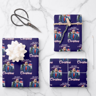 Hoja De Papel De Regalo Navidad Trump Azul