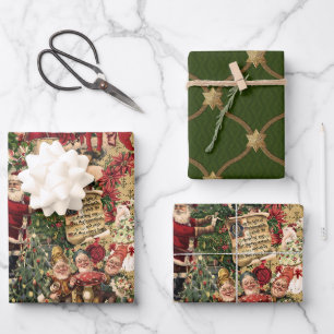 Hoja De Papel De Regalo Navidad Victoriana Carmesí