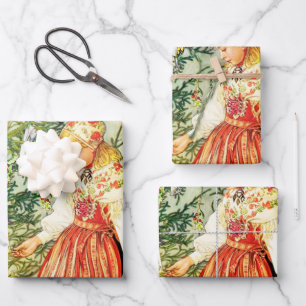 Hoja De Papel De Regalo Navidad vintage Carl Larsson Sueco