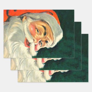 Hoja De Papel De Regalo Navidad vintage, Santa Claus de Jolly Retro 50