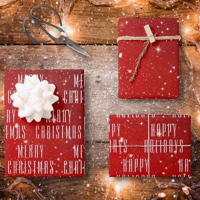 Hoja De Papel De Regalo Navidades 2 Saludos editables Rojo Blanco (Subido por el creador)