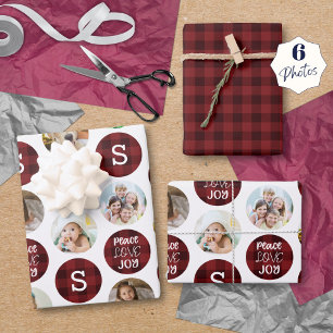 Hoja De Papel De Regalo Navidades 6 Foto Monograma PAZ AMOR A JOVE Red
