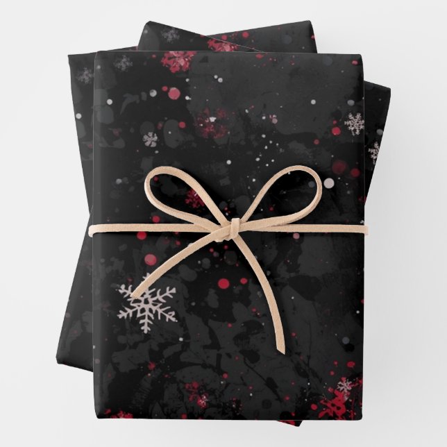 Hoja De Papel De Regalo Navidades abstractos giran un patrón sobre un negr (In situ)